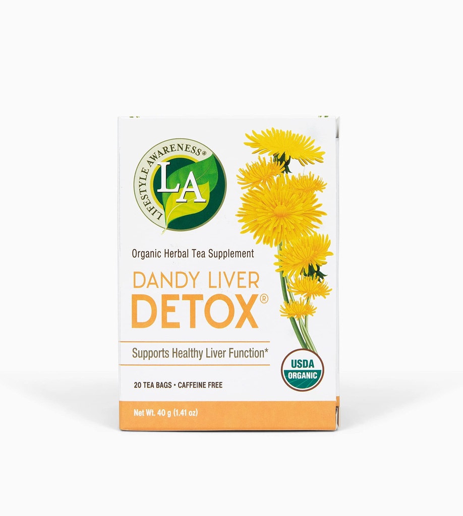 Lifestyle Awareness Teas, Caffeine Free Dandy Ficat Detox Ceai, 20 Conte