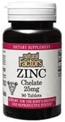 Factori naturali - Chelat de zinc 25mg, Suport pentru pielea sanatoasa si functia imunitara, 90 comprimate