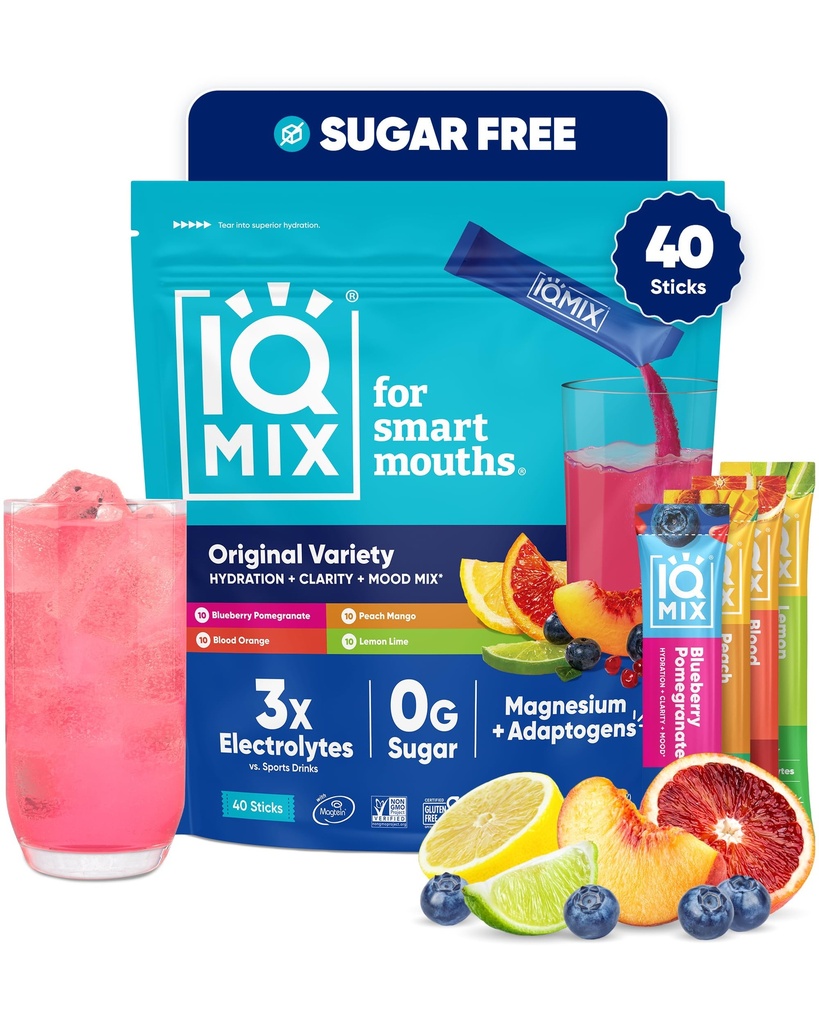 IQMIX Sugar Free Electrolytes Powder Packets, Variety Pack 40ct