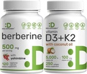 Suplement DEAL Vitamina D3 5000iu + K2 100mcg Softgels & Berberine Supliment cu Yohimbine Bundle 