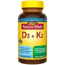 Nature Made Vitamina D3 K2 Supliment, 5000 UI (125 mcg) Vitamina D pentru os, dinți, suport muscular și imun, 30 D3 și K2 Softgels, 30 zile de aprovizionare