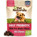 Pet Naturals Daily Probiotic pentru câini, 120M CFU - Pre și probiotice pentru câini Digestive Health, Gut Health, Immune Support, Diaree, Alergii și mâncărimi - 60 Chews, Duck Flavor