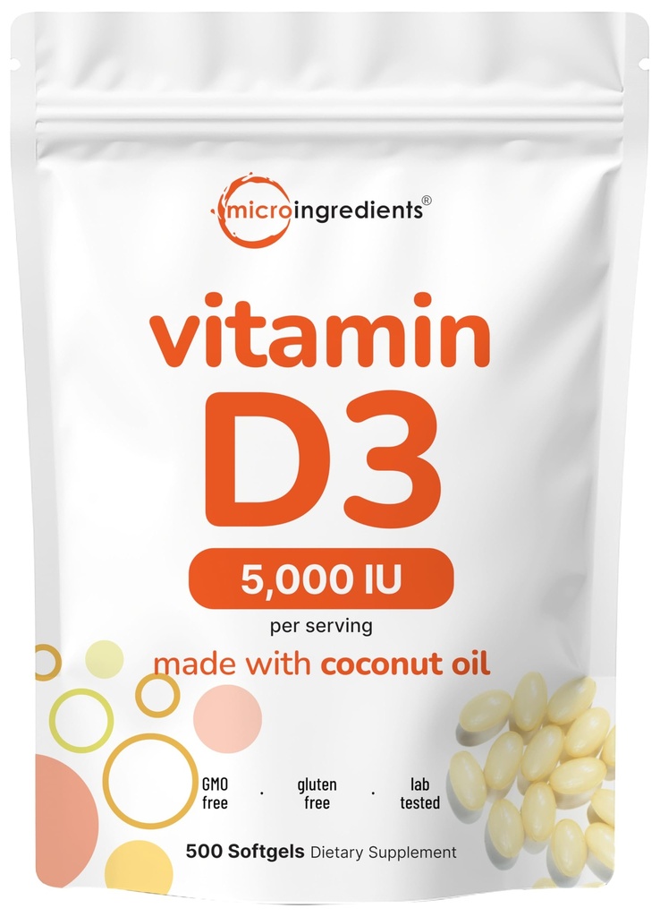 Micro Ingrediente Vitamina D3 5000 UI, 500 Softgels 