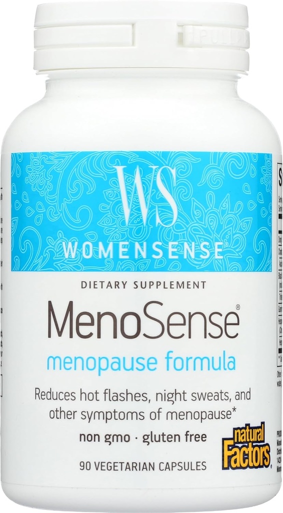 WomenSense MenoSense de factori naturali, Suplimentul natural pentru a ajuta la îmbunătățirea simptomelor menopauzei, Vegan, non-GMO, 90 capsule