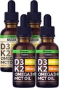 NUSAVA D3 K2 picături lichide nearomatizate și vanilie arovă D3 K2 picături lichide Bundle - vitamine lichide potente pentru inimă, articulație, os, mușchi, și suport imunitar - non-GMO, gluten-free, 2pk Fiecare