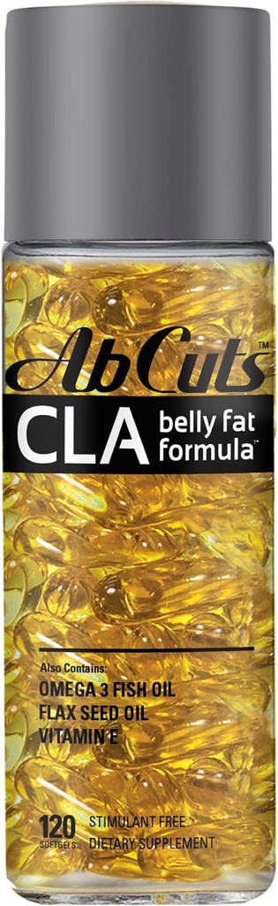 CLA Belly Fat Formula - 120 Easy-to-Swallow Softgels - Omega 3 ulei de pește, ulei de in și vitamina E - ajută la creșterea ofertei de antioxidant și compoziția sănătoasă a corpului