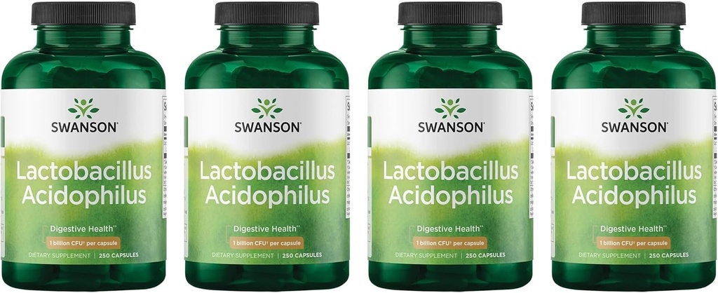 Swanson Lactobacillus Acidophilus - Supliment probiotic care sprijină sănătatea digestivă cu 1 miliard CFU per capsulă - promovează sănătatea Bowel şi GI Tract - (250 capsule) 4 Ambalaj
