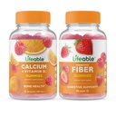 Calciu de viață cu vitamina D + Fibră prebiotică 5g, Gummie Bundle - mare degustare, Supliment de vitamine, Gluten gratuit, OMG-uri gratuit, Mestecabil