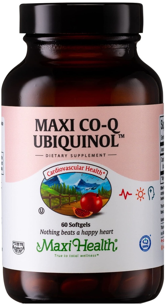 CoQ10 Ubichinol - CoQ10 100 mg Softgels - Kosher Co Q 10 Supliment pentru sănătate cardiovasculară - Absorbție superioară - Co Q10 Supliment Ubichinol 100 mg pentru energie celulară - Coenzima Coq 10 (conte 60)