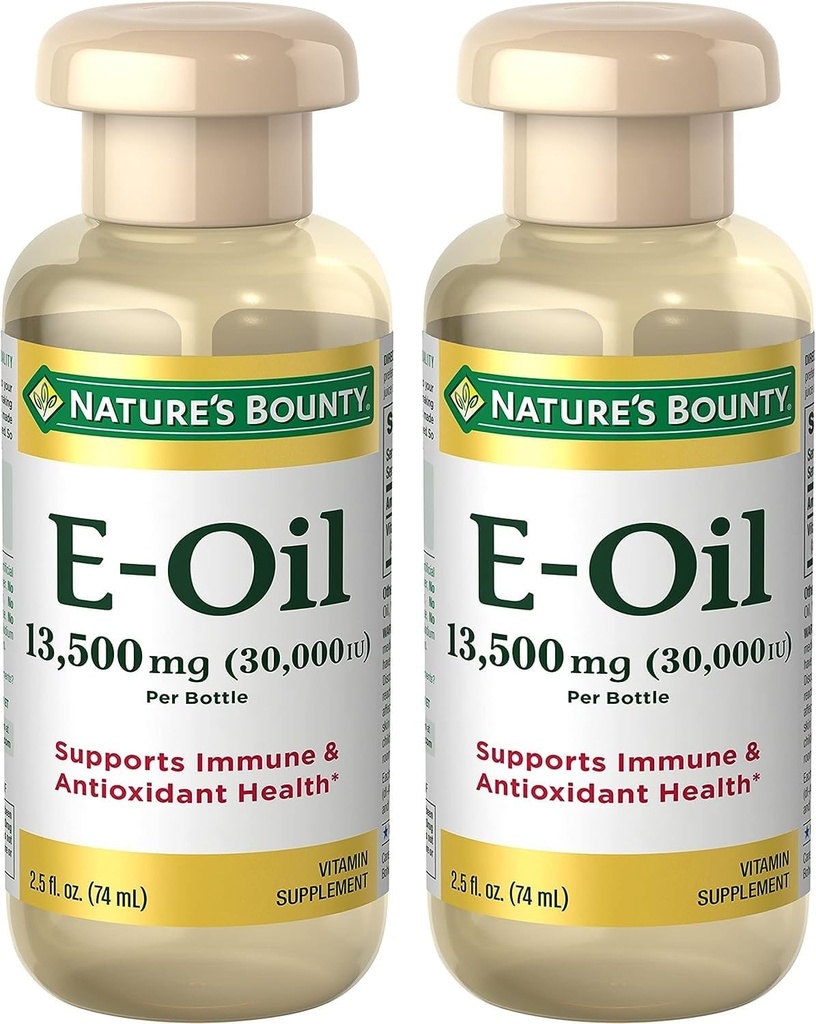 Uleiul de vitamina E Bounty al naturii, susține imun și antioxidant, 30.000 UI vitamina E, topical sau oral, 2,5 fl Oz (Pachet de 2)