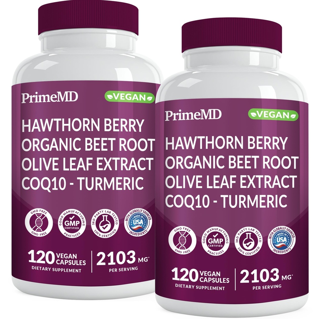 26-in-1 Suplimentul oxid nitric - suport inima si circulatie cu CoQ10, Turmeric, Rădăcină de sfeclă organică, Hawthorn Berry & Usturoi - 2103mg per Servire (120ct, Pachet de 2)