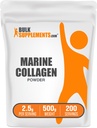 BulkSupplements.com Powder Colagen Marine - supliment Colagen Peptides Marine, pentru păr, piele, & Nails - Hydyrolyzed & Gluten Free, 2,5g per Serving, 500g (1.1 lbs) (Pachet de 1)
