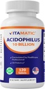 Vitamatic Acidophilus Probiotic - 10 Miliarde CFU - 5X Potență - Zilnic Probiotic Supliment, Suportă Digestive Health - 120 comprimate
