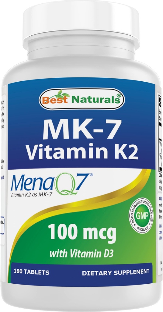 Cele mai bune naturale Vitamina K2 (MK7) cu D3 Supliment Bone and Heart Health (5000 UI vitamina D3 & 100 mcg Vitamina K2 MK7), 180 comprimate