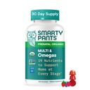 Vitamine prenatale organice SmartyPants pentru femei, Gume multivitamine: Biotin, Methylfolat, Omega 3 (ALA), Vitamina D3, C, Vitamina B12, B6, A, K2 & Zinc, Choline, Vegetarian, 120 Conte (30 Day Supply)
