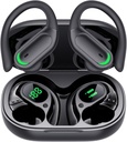Căşti fără fir Bluetooth 5.4 Căști, 96hrs Playtime, Wireless Charging Case LED Display, Peste Căști ureche, ENC Zgomot Anulare, Hi-Fi Sound, IP7 rezistent la apă, pentru antrenamente sportive (Deep Black)
