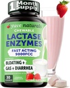 Yuve Natural Rapid Acting Dairy Relief Delicious Chewables - Lactase Enzim 9000 FCC - Spune la revedere la Dairy Discomfort de la Lactoză Intolerance - Strawberry Cream Flavor - 30ct