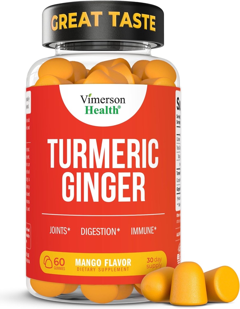 Supliment turmeric - Curcumin C3 Complex + ghimbir Root for Gut & Joint Health - Natural Turmeric Curcumin Supliment 95% Curcuminoide. Conține 260mg extract Tumeric. 60 Aromă de mango Gume turcești