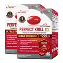 Labo Nutrition Perfect Krill EX, 1000 mg Antarctica Krill ulei Omega 3 EPA DHA, cel mai mare fosfolipide (peste 56%) cu Choline, Astexanthin Inima Creier Eye Joint Health, Made in USA, 60 softgelsX2