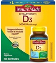 Nature Made Vitamina D-3 5000 UI 220 Conte Softgels