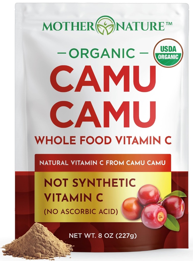 Camu Camu Powder Vitamina organica C - 8 oz Bag 45 Serviri - Raw Camu Camu Berry, Natural VIT C Supliment pulbere pentru suport imunitar - Vegan, non-GMO