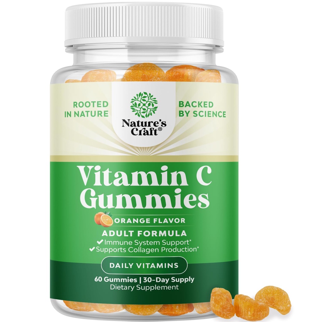 Gume de vitamina C masticabile pentru adulți - Gume de sustinere imune Halal Vitamine C - Acid ascorbic Gummy natural Immune Booster pentru adulți și vitamine naturale remedy rece Gummy