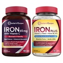 Reţete de fier 65 mg & Fier Plus Bundle, Nivele de fier sănătoase şi suport sanguin, Tablete de fier 60 ct & Capsule de fier 60 ct