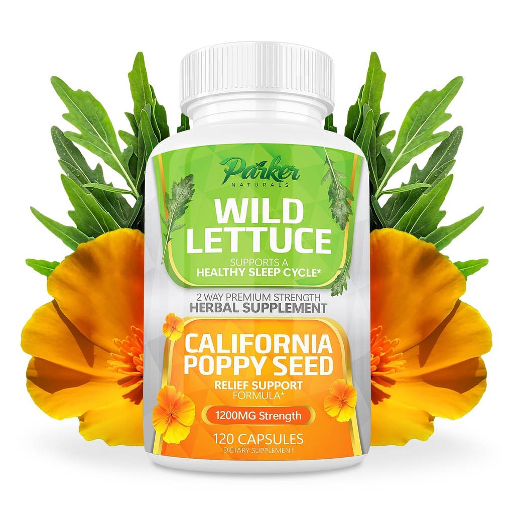 Parker Naturals Wild Salata verde Extract & California Poppy Seed Supplement, 2 Way Premium Herbal Supplement for Healthy Sleep & Relief Support, 120 Capsule