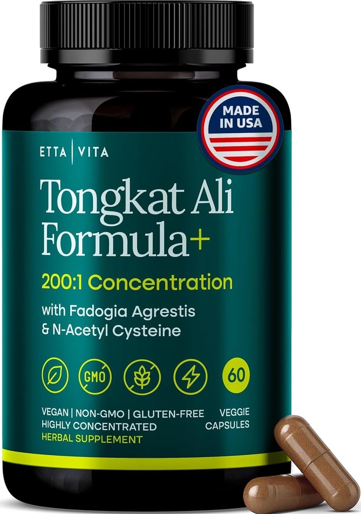 LONGJACK potent - Tongkat Ali & Fadogia Agrestis Supliment pentru Men & Womens Energy, T Support, Lean Muscle Growth & Recovery, Hormonial Echilibru, Pre-Workout cu Vegan NAC ficat Detoxifiere & Cleanse