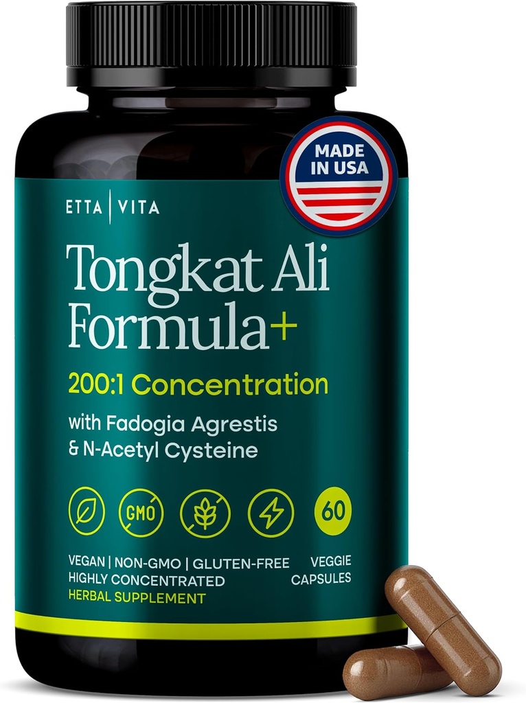 LONGJACK potent - Tongkat Ali & Fadogia Agrestis Supliment pentru Men & Womens Energy, T Support, Lean Muscle Growth & Recovery, Hormonial Echilibru, Pre-Workout cu Vegan NAC ficat Detoxifiere & Cleanse