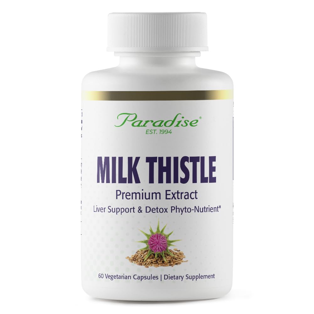 Paradise Herbs Milk Thistle, Active Whole Spectrum Extract, Vegan, Non OMG, Gluten Free, 60 Capsule vegetariene