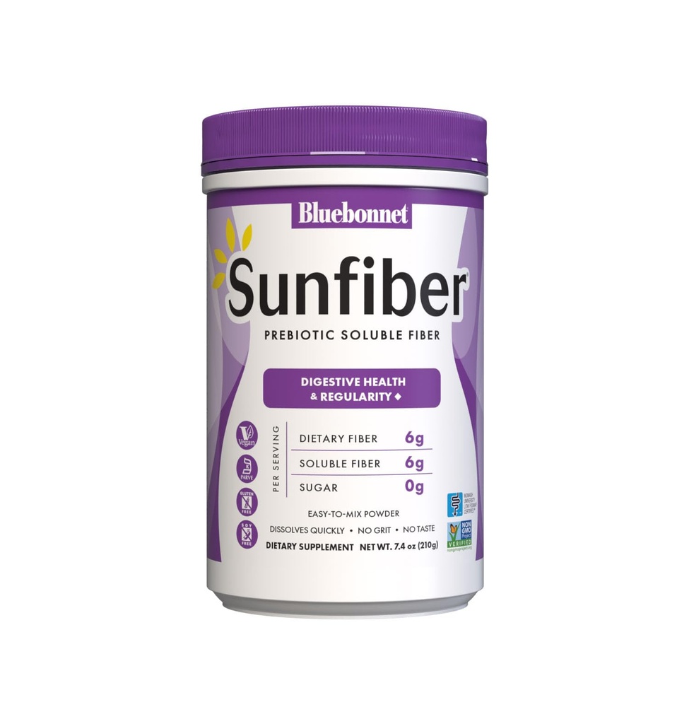 BlueBonnet Nutrition Sunfiber 6 g de plante pe bază de solubile prebiotice fibre 