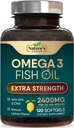 Omega 3 Suplimentul de ulei de pește 2400 mg - Puterea triplă EPA și DHA ulei de pește Omega 3, Essential Acidi grasi Suplimentul Softgels, Creier & inima Suplimente suport, Gluten gratuit non-GMO, 120 Softgels