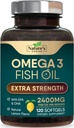 Omega 3 Suplimentul de ulei de pește 2400 mg - Puterea triplă EPA și DHA ulei de pește Omega 3, Essential Acidi grasi Suplimentul Softgels, Creier & inima Suplimente suport, Gluten gratuit non-GMO, 120 Softgels