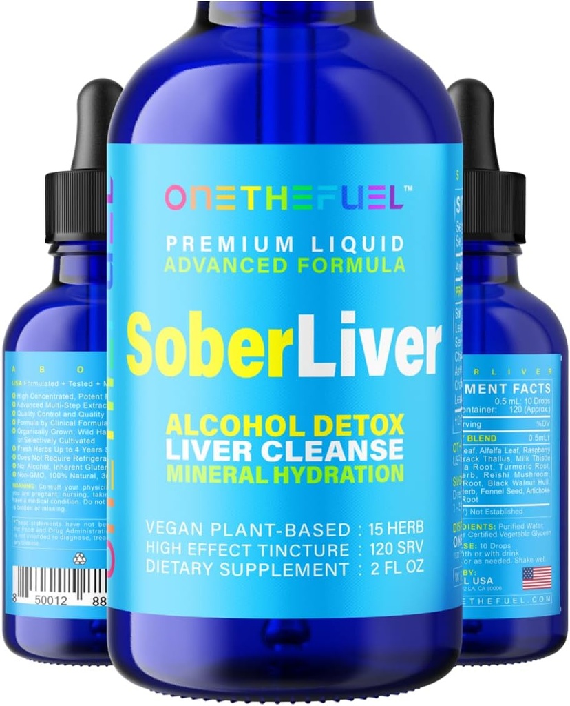Sober Liver 2oz. Plant-Based Ficat Curățare și Detoxifiere Suport + 100% Natural Hidratare Ficat Health Supliment Reishi Milk Thistle Rhodiola + Vegan 15 Herbals Absorb rapid Tinctură lichid