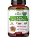 Zazzee USDA Organic Valerian Root 10:1 Extract, 3000 mg Putere, 120 capsule Vegan, 4 luni de aprovizionare, Valeriana officinalis, 10X Potenta, 100% Vegetarian, All-Natural, Non-GMO, Made in the USA