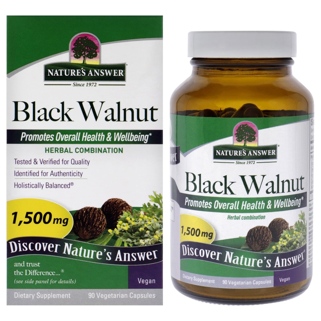 Nature's answer Black Walnut Complex Vegetarian Capsules Powder, 90-conte Black Walnut 