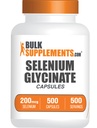 BulkSupplements.com Capsulele de Glicinat de Seleniu - Supliment de seleniu, Capsule de Seleniu 200mcg - Trace Minerale esentiale, Gluten Free, 1 Capsule per Servire, 500 Conte (Pachet de 1)