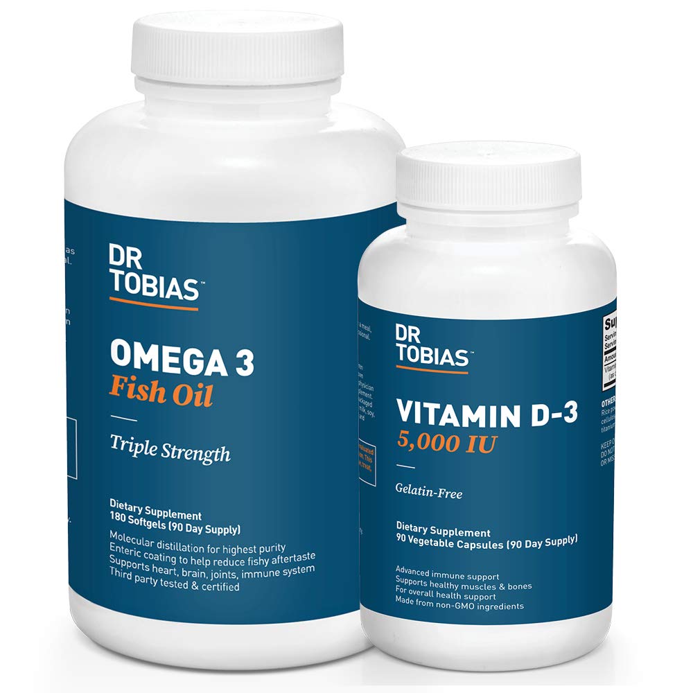Dr. Tobias Omega 3 ulei de pește și vitamina D-3 promovează sănătatea generală - 3 luni de aprovizionare