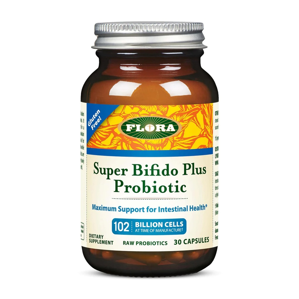 Flora Super Bifido Plus 102 Miliarde CFU, Probiotice crude pentru bărbaţi şi femei, Bifidobacterium, Lactobacillus, Digestion, IBS, Sistemul imunitar, Suplimente de echilibru Gut - 30 Capsule vegetariene