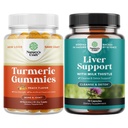 Bundle of Turmeric Curcumin Immunum Support Gummies and Liver Cleanse Detox & Reparation Formula - Suport comun si Ingrijire avansata a pielii - with Milk Thistle Root Turmeric and Anghinare extract