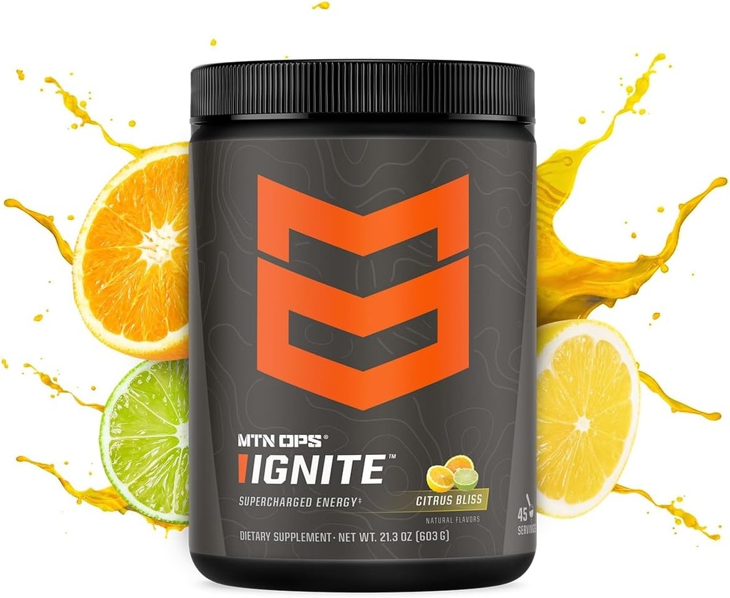MTN OPS Ignite Energetic Drink Mix 45-Serving Tub, Citrus Bliss