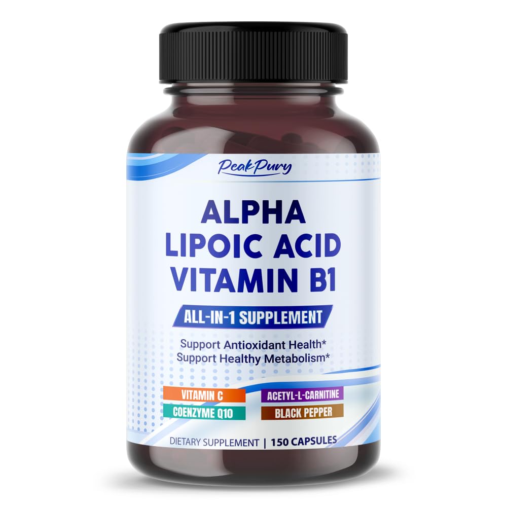 Alpha Acid lipoic cu vitamina B1 - suporta antioxidant sanatate si metabolice sanatoase - include vitamina C, acetil-L-Carnitina, CoQ10 - Made in The USA- 150 capsule