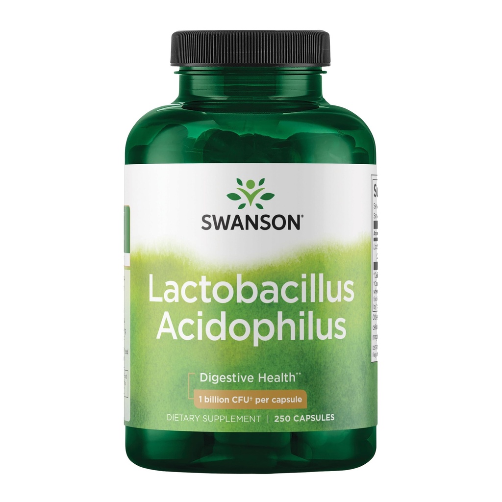 Swanson Lactobacillus Acidophilus Probiotic pentru adulţi care caută suport zilnic digestiv şi intestinal pentru sănătate cu 1 miliard CFU - Acid-rezistant (250 capsule)