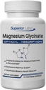 Glicinat de magneziu superior Labs 1250 mg, Absorbție ridicată, Pure non-GMO, Sprijină somn de calitate, Eases Crampe musculare, Bone & Heart Health,120 Veg Caps
