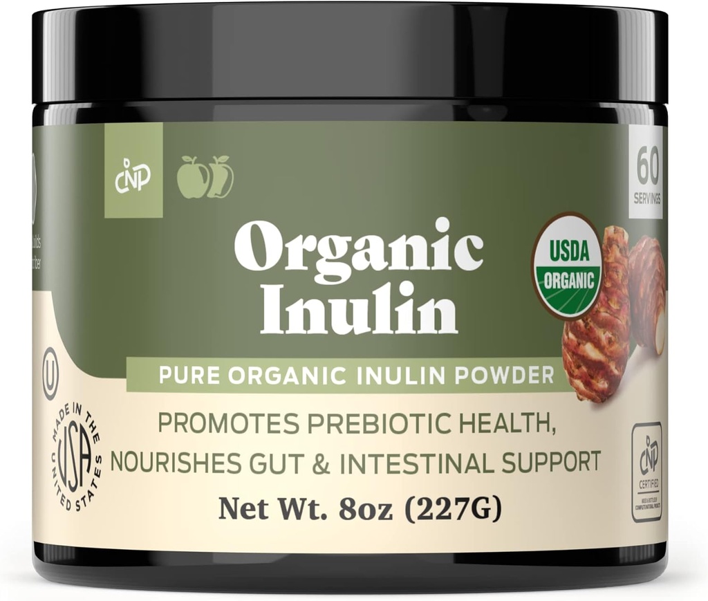 Pure Organic Inulin Powder Fiber Supplement - (Jerusalem Anghinare) Prebiotic Bulk Inulin Fiber Powder 8oz Digestion & Gut Health