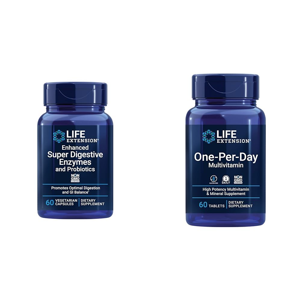 Extensie de viaţă Enzime Super Digestive îmbunătăţite & Probiotice 60 Capsule vegetariene şi Multivitamine One- Per- Day 60 comprimate