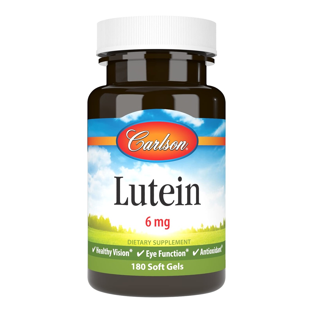 Carlson Lutein 6mg, Vision Supplement & Eye Health, Antioxidant Formula cu Zeaxantină, 180 Softgels