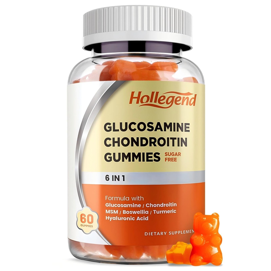 Glucosamină Chondroitin Gummies Zahăr, Gume Suplimente pentru adulți Bărbați și femei, 60 Conte