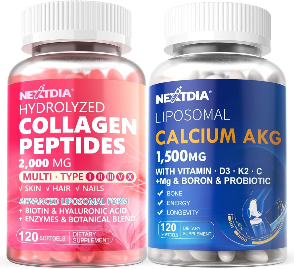 Hidrolized Colagen Peptides pastile + Liposomal Calciu AKG Supliment 1500mg